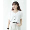 [KR] Linen fence blouse White