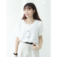 [KR] Linen fence blouse White