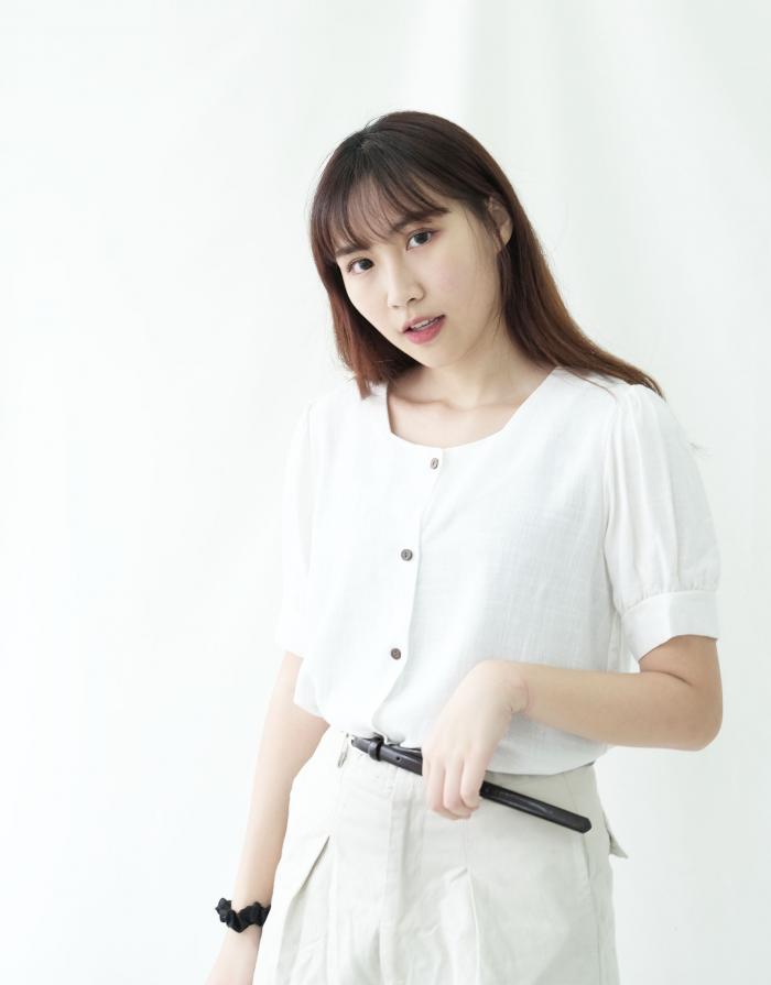 [KR] Linen fence blouse White