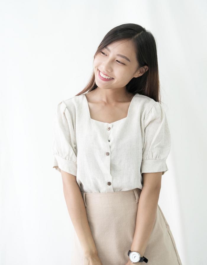 [KR] Linen fence blouse Biege