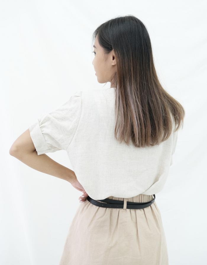 [KR] Linen fence blouse Biege