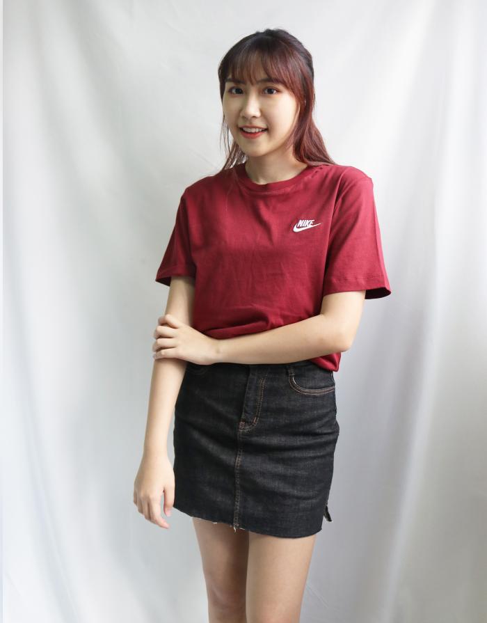 [KR]小開叉牛仔短裙黑色