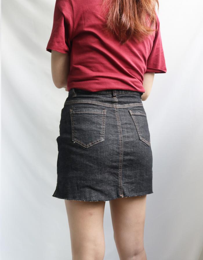 [KR] Denim Skirt Black