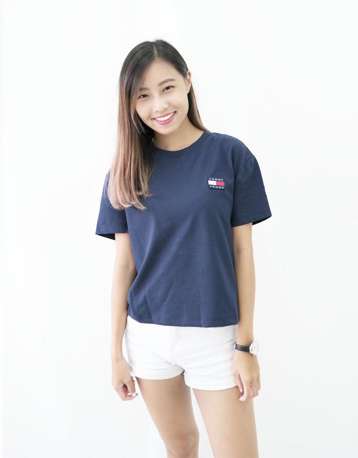 Tommy Hilfiger 女裝徽章 T-Shirt 深藍色 加細碼