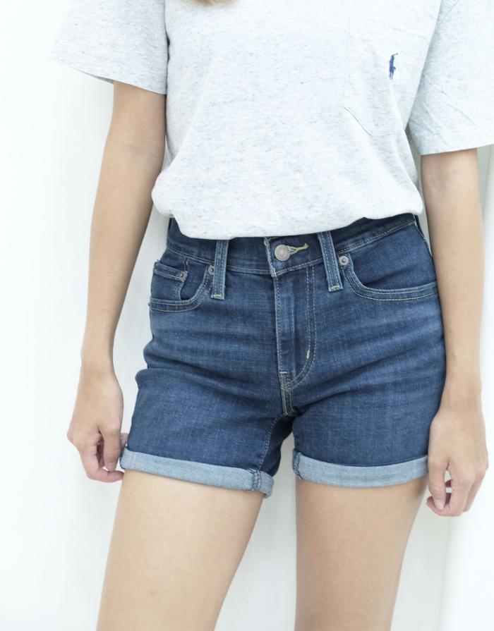 Levi's 女裝中腰牛仔短褲淺藍洗水色 24吋