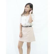 [KR] Linen Mini Skirt with Belt Biege