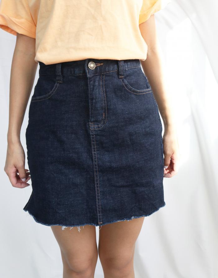 [KR] Denim skirt Navy