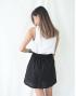 [KR] Linen Mini Skirt with Belt Black