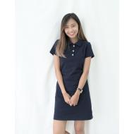 [KR] Polo Button One Piece Dress Navy