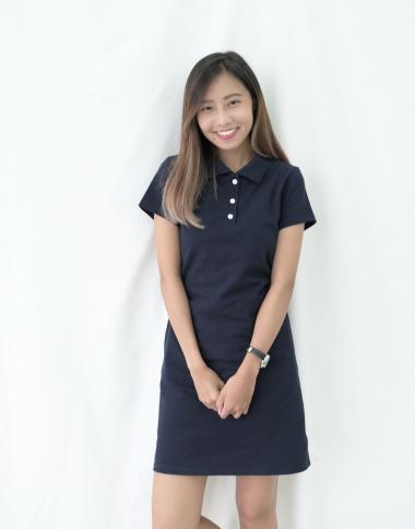 [KR] Polo Button One Piece Dress Navy