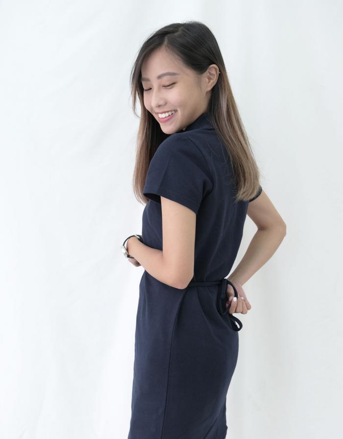 [KR] Polo Button One Piece Dress Navy