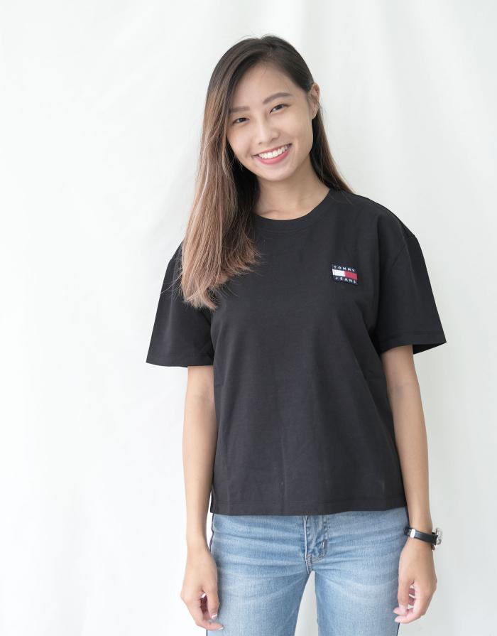 Tommy Hilfiger 女裝徽章 T-Shirt 黑色 細碼