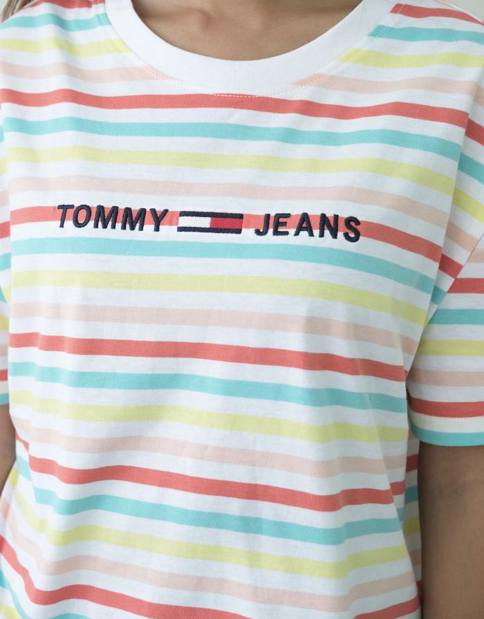 Tommy Hilfiger Cotton Stripe Logo T-Shirt Rainbow XS