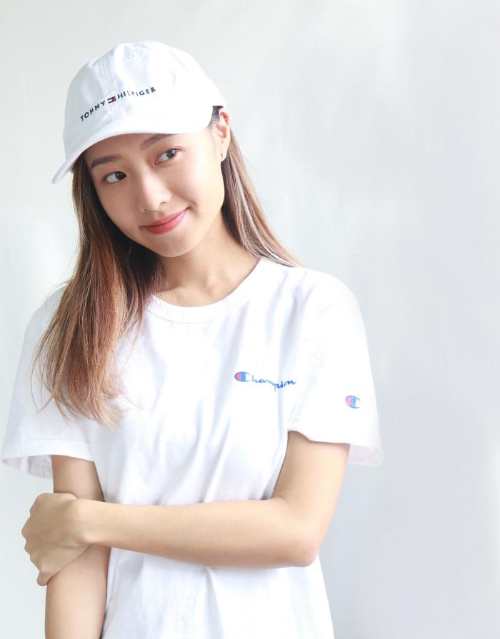 Champion 白色全寫 logo 印花T-shirt 細碼