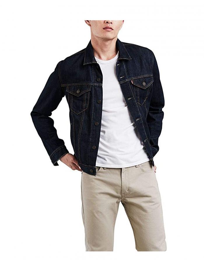 dark blue levi denim jacket