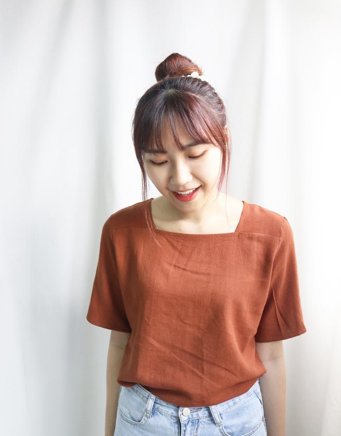 [KR]Square Collar Top Brick S