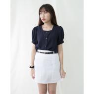 [KR] Linen Mini Skirt with Belt White